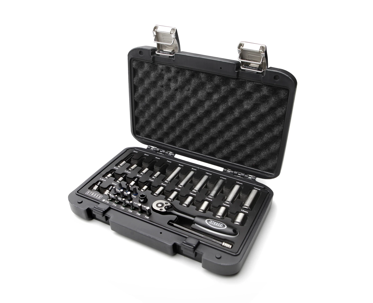 STROXX Topnøglesæt 1/4" Lang 37 Dele 1 STROXX Topnøglesæt 1/4" Lang 37 Dele