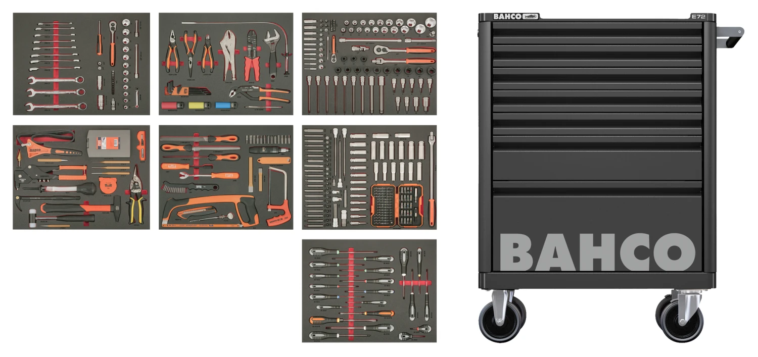Bahco Værktøjsvogn E72 Sort M/7 Skuffer, 428 Dele 1 Bahco Værktøjsvogn E72 Sort M/7 Skuffer, 428 Dele