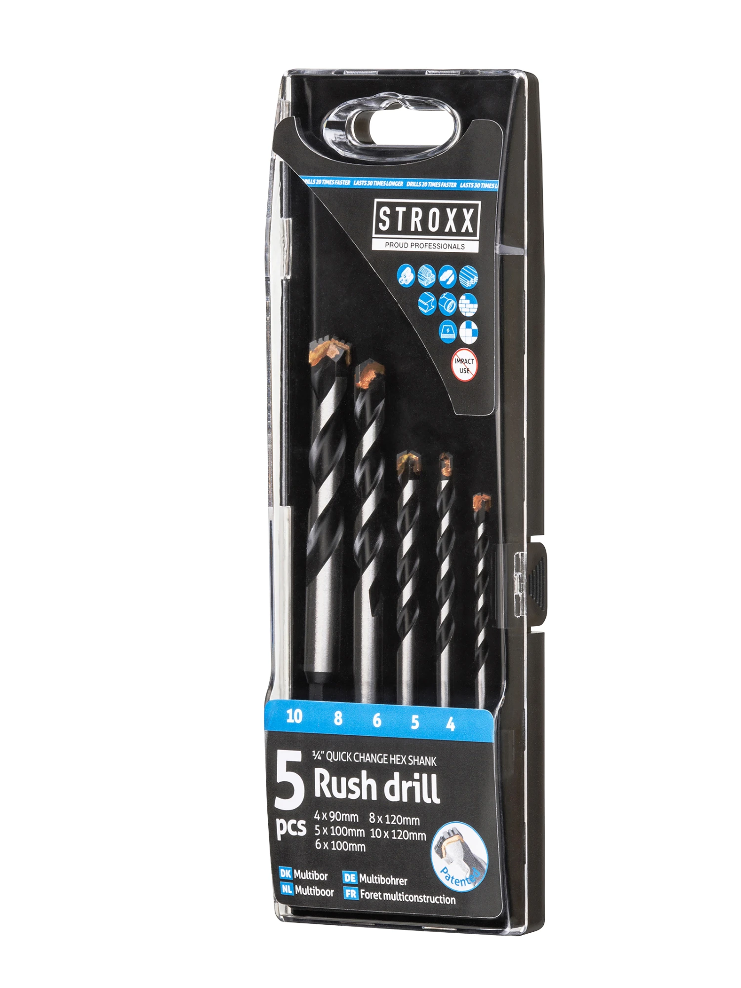 STROXX Murbor Multi Sæt Str. 4, 5, 6, 8, 10 Mm, 5 Dele 3 STROXX Murbor Multi Sæt Str. 4, 5, 6, 8, 10 Mm, 5 Dele - Billede 3