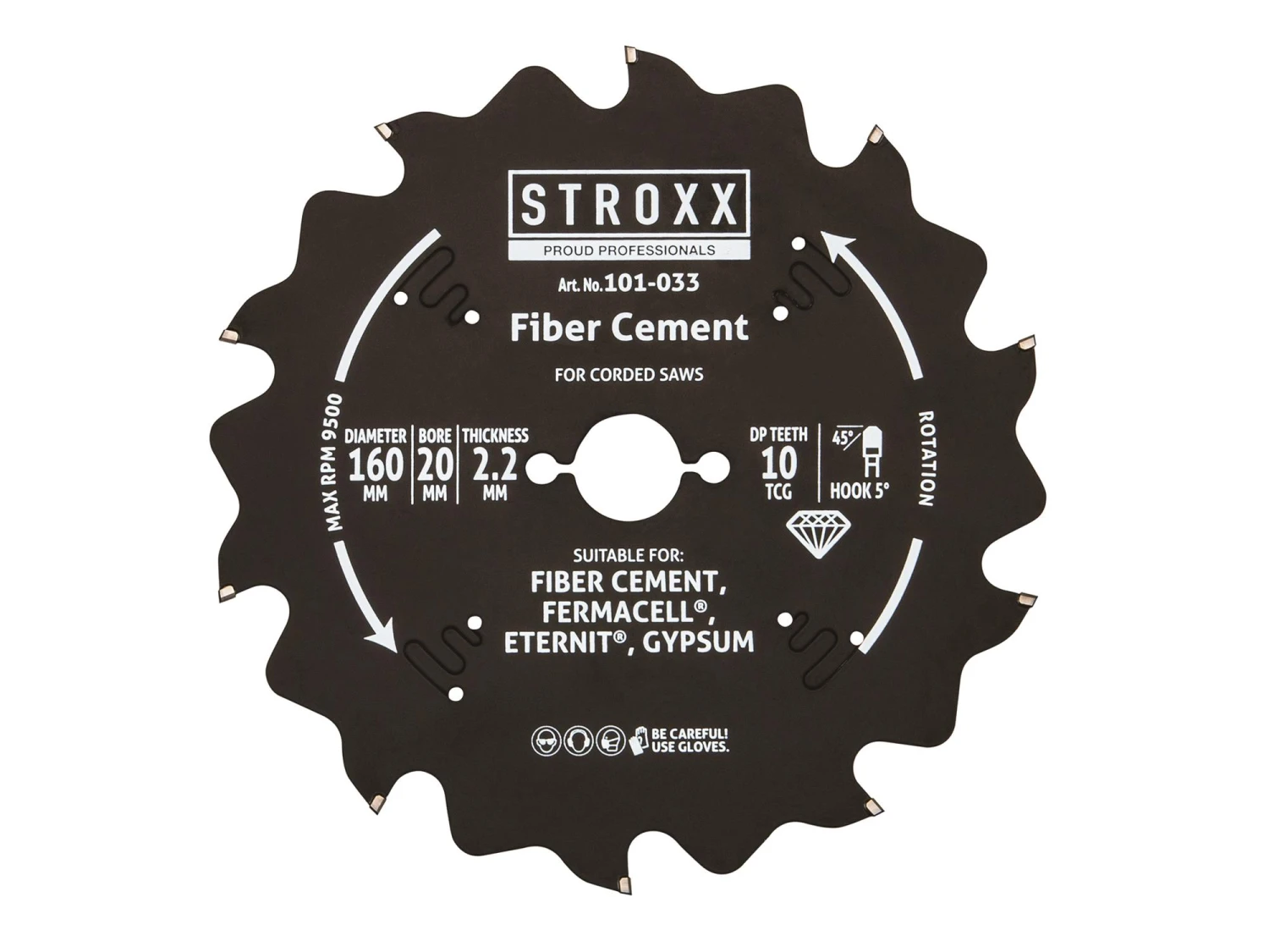STROXX Rundsavklinge Ø160x2,2x20mm Z10 T/eternit, Fibercement Mm 1 STROXX Rundsavklinge Ø160x2,2x20mm Z10 T/eternit, Fibercement Mm