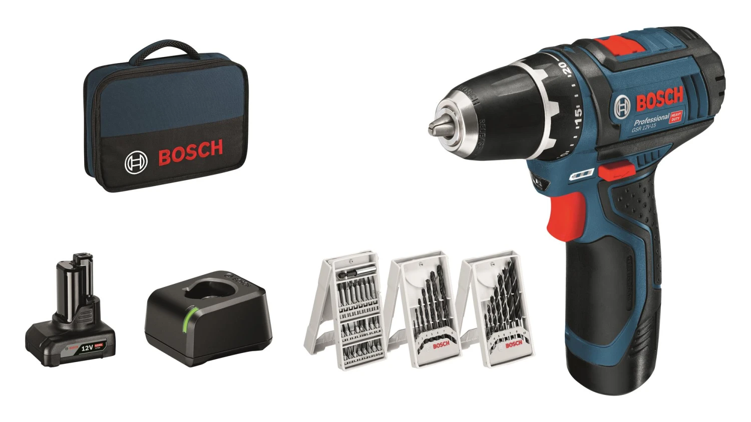 Bosch Bore-/skruemaskine GSR 12V 4,0 Ah M/39 Dele Bor Og Bits 1 Bosch Bore-/skruemaskine GSR 12V 4,0 Ah M/39 Dele Bor Og Bits