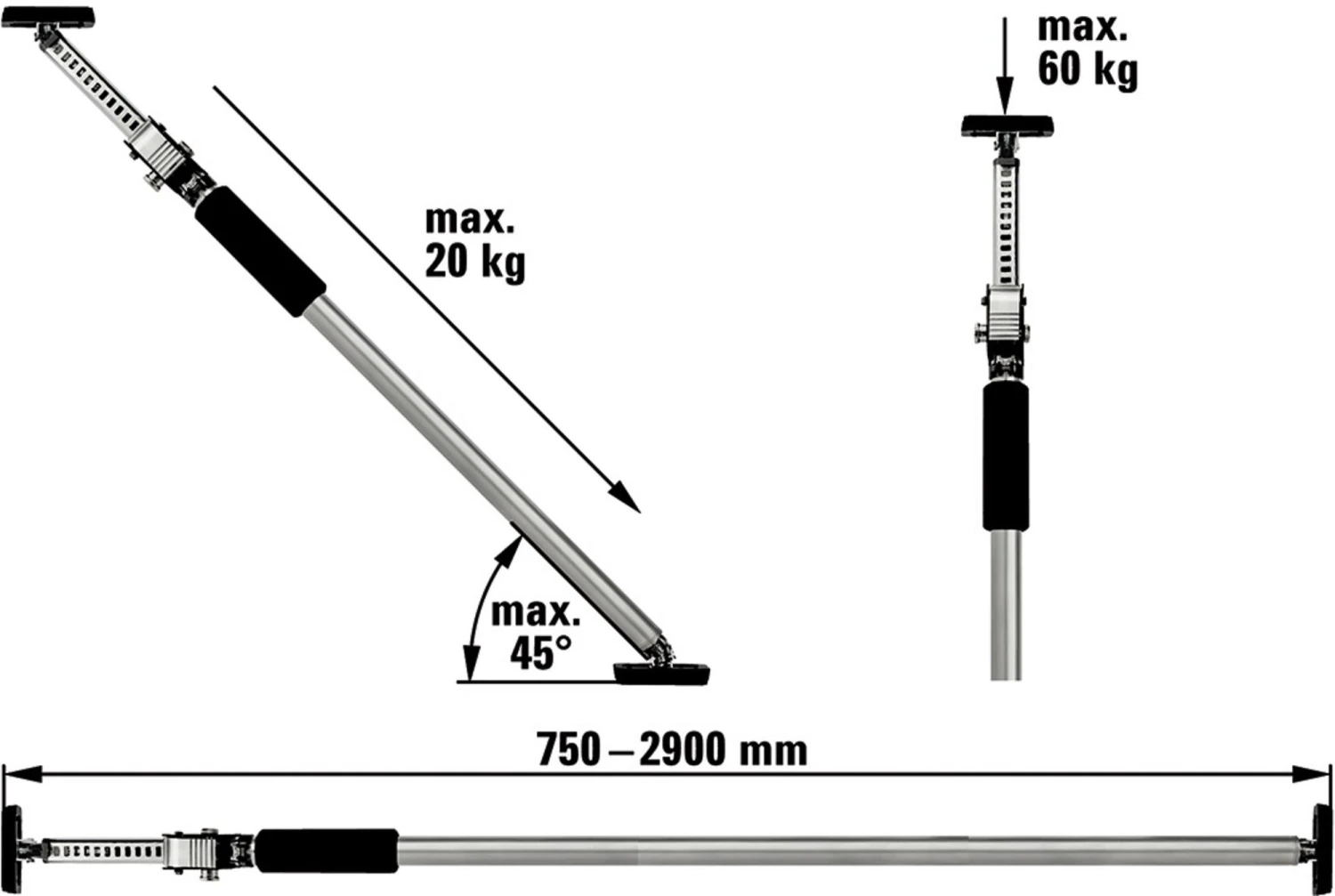Bessey Teleskopstøtte ST 2900 1,60 - 2,90 M 3 Bessey Teleskopstøtte ST 2900 1,60 - 2,90 M - Billede 3