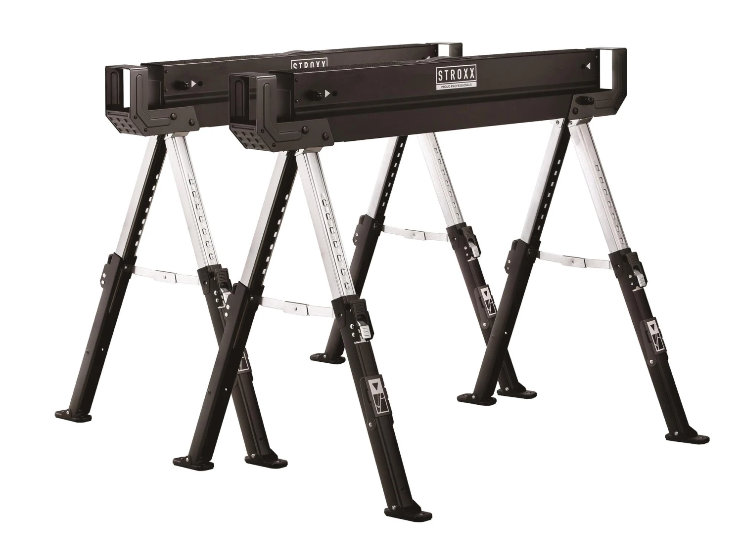 STROXX Foldebuk Saw Horse Justerbar Højde, Sæt á 2 Stk 1 STROXX Foldebuk Saw Horse Justerbar Højde, Sæt á 2 Stk