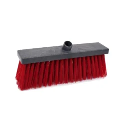 Roliba Gadekost 35cm Plast Med Gevind, Røde Børster